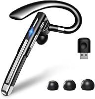 MoreThanJustaHeadphone Bluetooth 6.1 Single Ear Headset with USB Dongle - 10H Talk Time, Noise-Cancelling Mic for Truckers, Office, Laptops