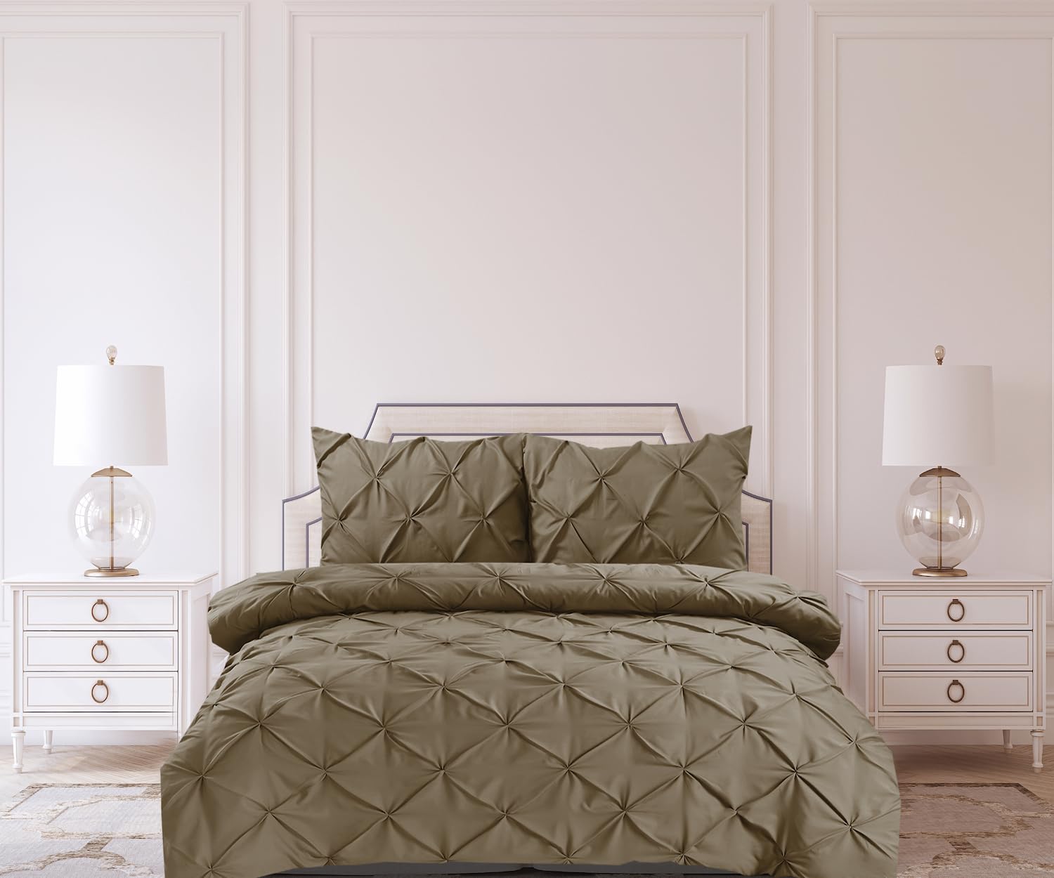Bronwen Mathews Duvet Cover Set Deep Taupe Pintuck Pinch Pleat Soft Microfibre Duvet Cover with 2 Pillowcases - Image 2
