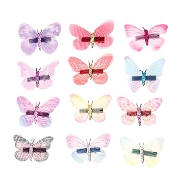 Download Amazon Com Lurrose 12pcs Butterfly Hair Pins 3d Hair Clips Cute Hair Barrette For Kids Beauty