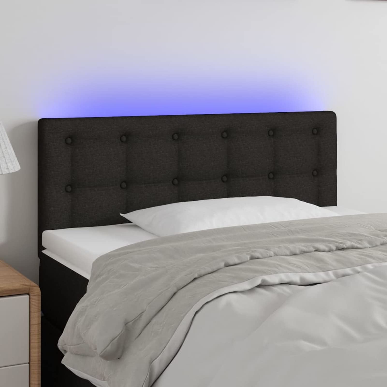 Cabecero Redondo Con LED Ajustable, Tamaño King Tapizado En Cuero Sintético