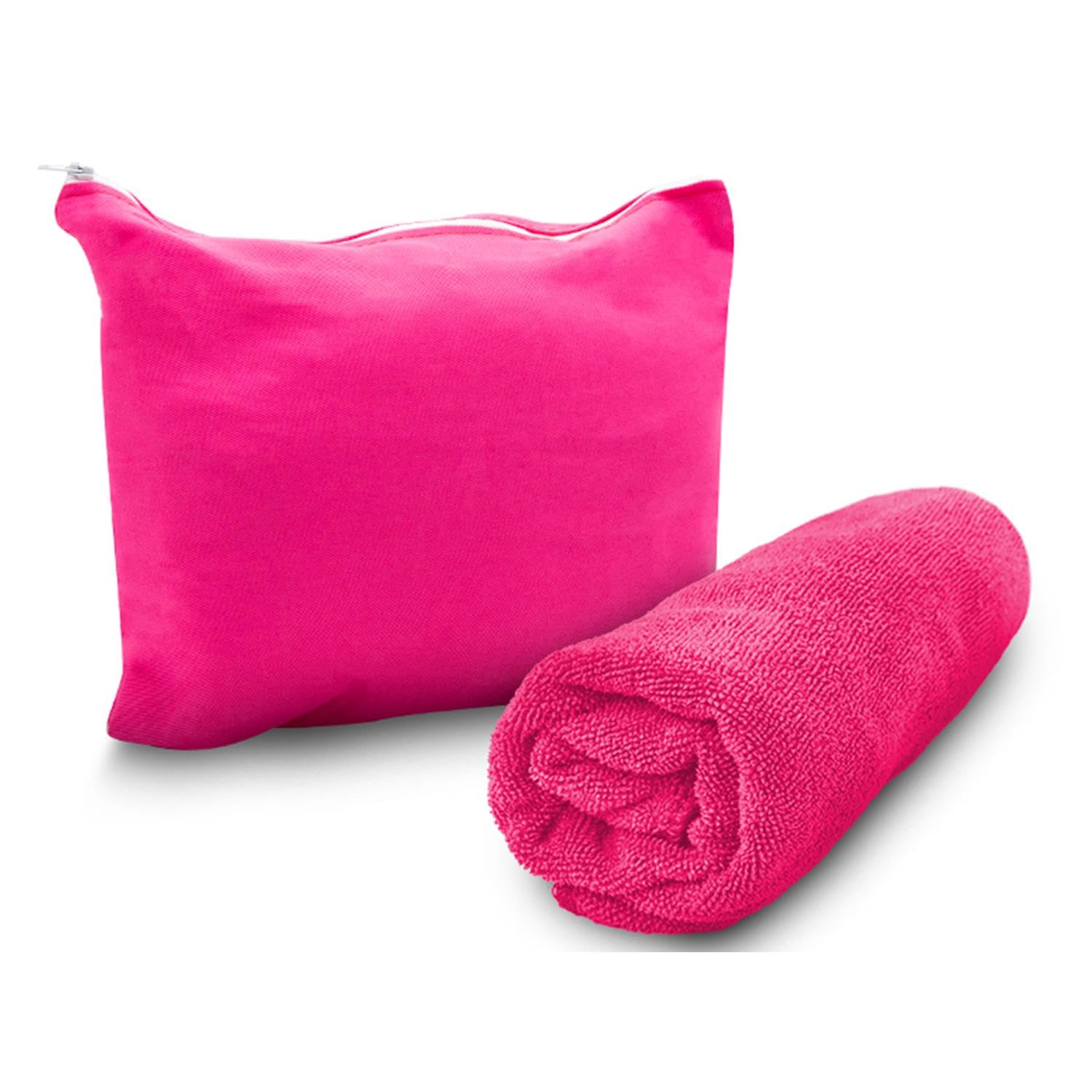 AQUARIUS Magic Microfibre Towel with Travel Case, Quick Drying & Super Absorbent Suede-Feel Beach Towel for Swimming, Gym & Sports, Compact Anti-Bacterial Yoga Towel, Pink (130 x 80 cm)