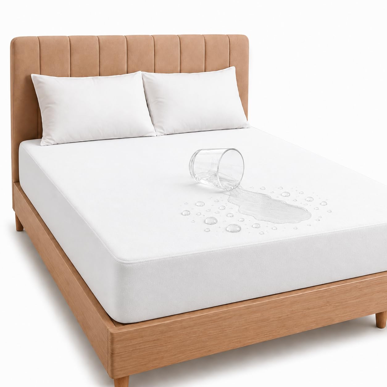 RESTIFY 100% Waterproof King Size Mattress Protector 72x72 Inch 6x6 Ft Fits Upto 10 Inch Mattress | Premium Terry Cotton Breathable Bed Protector | Mattress Cover for Double Bed | White