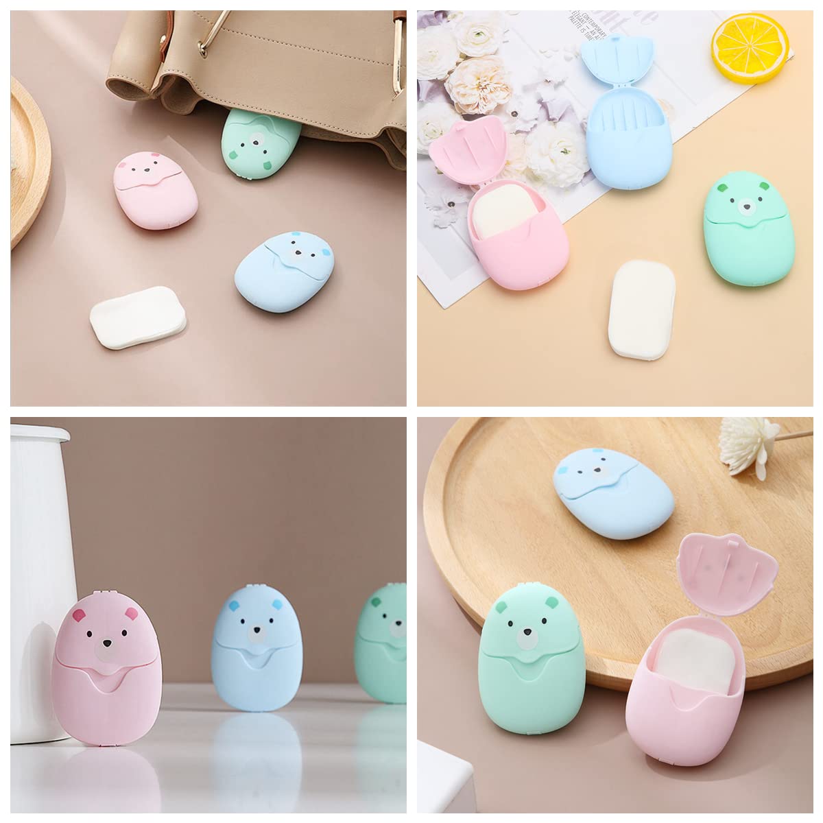 3 confezioni per fogli di sapone usa e getta, da viaggio, scatole di plasticaPer viaggi, escursionismo, campeggio, attività all'aria aperta, disponibili in 3 colori.