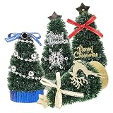 EXHUMKY 4 Stuks Mini Kerstbomen Kunstmatige Mini Xmas Boom Decor voor Poppenhuis Tafeldecoratie Realistisch Vivid met Stevige Basis voor Feestdagen Micro Landschappen