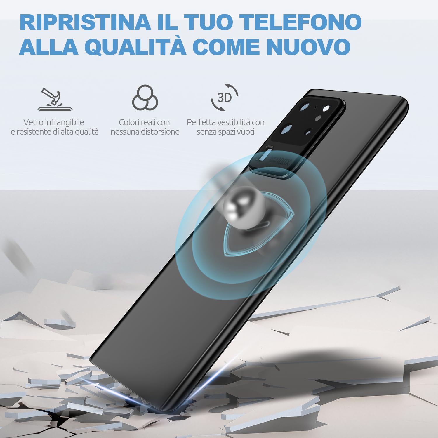 Vetro Posteriore per Samsung Galaxy S20 Ultra G988, Nero | Qualità originale scocca vetro posteriore copribatteria back cover cover posteriore back glass con lente fotocamera kit.