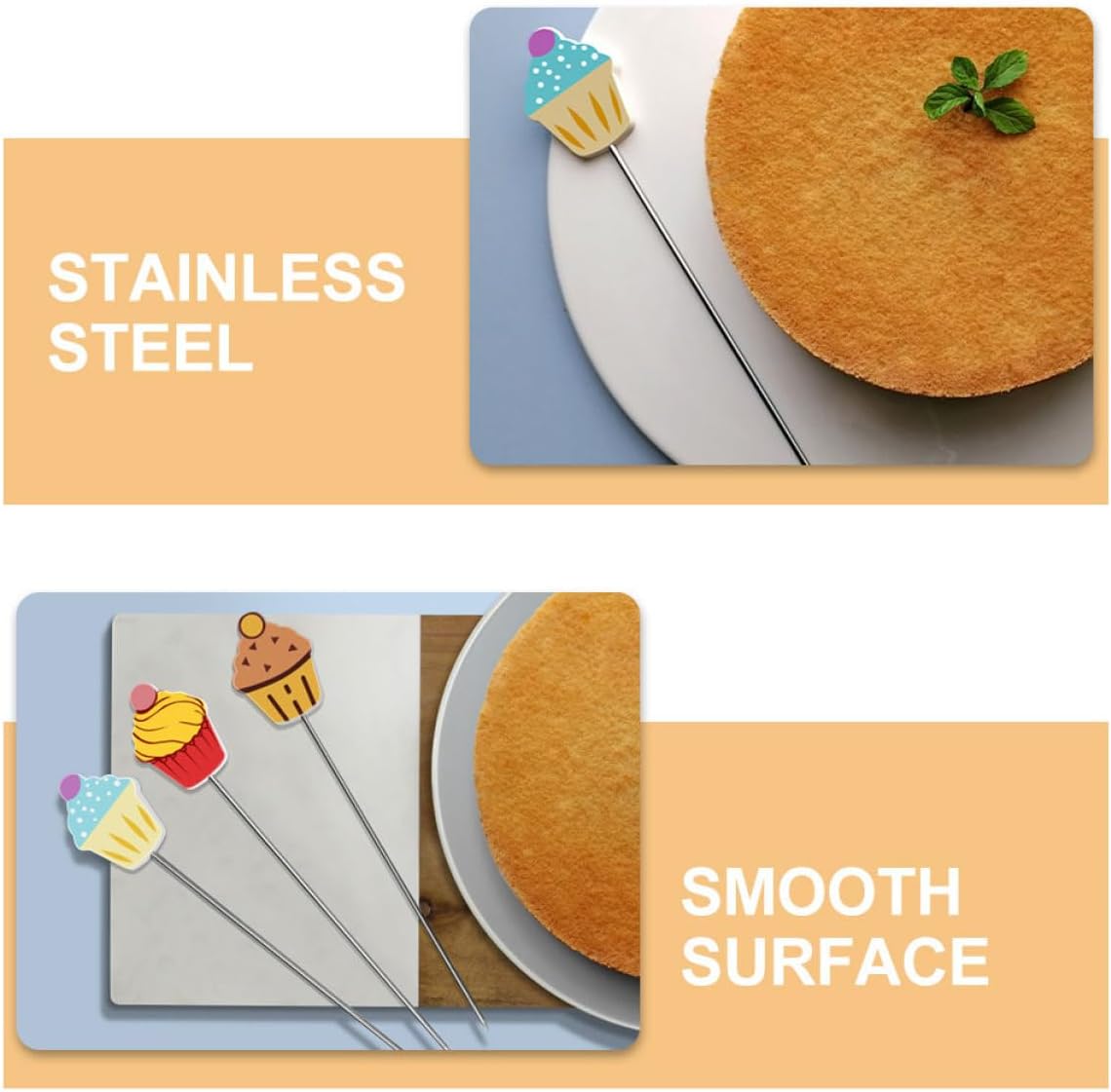 6pcs Stainless Steel Cake Testing Needles Baking Tester Tool for Precise Doneness Check of Cakes Muffins and Cookies for Home Bakers and Professionals