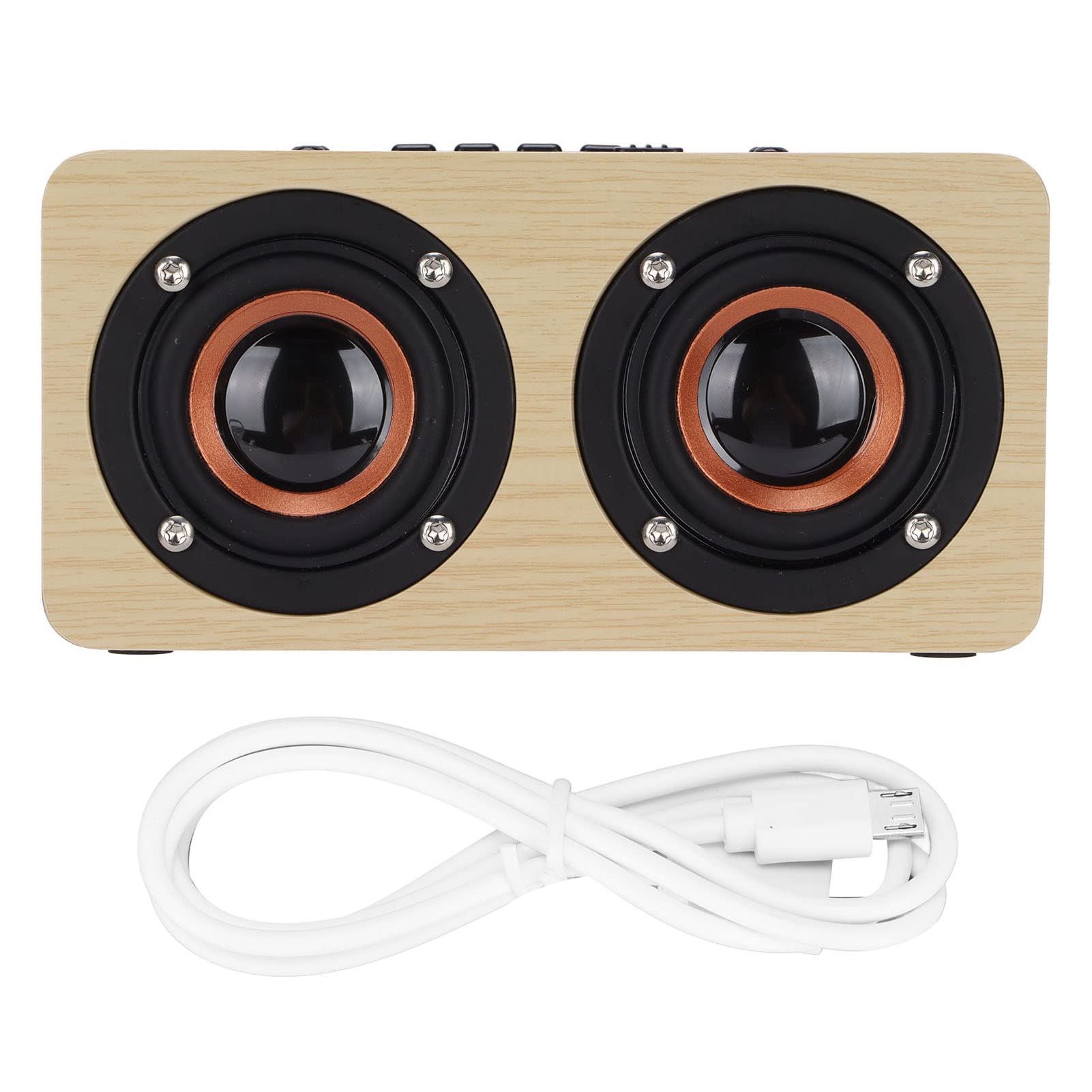 Alomejor Wooden Bluetooth Speaker with Retro Design (Bamboo wood grain | Portatile, doppi driver da 52 mm, connessione AUX da 3,5 mm, tempo di riproduzione lungo, supporta la ricarica micro USB