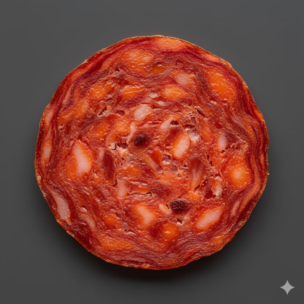 Chorizo ​​dolce di Spagna. Chorizo ​​​​corda dolce di circa 500 grammi. Snack salato ideale come aperitivo in ogni momento della giornata. Prodotto artigianale. Chorizo ​​Spagnolo naturale al 100%.