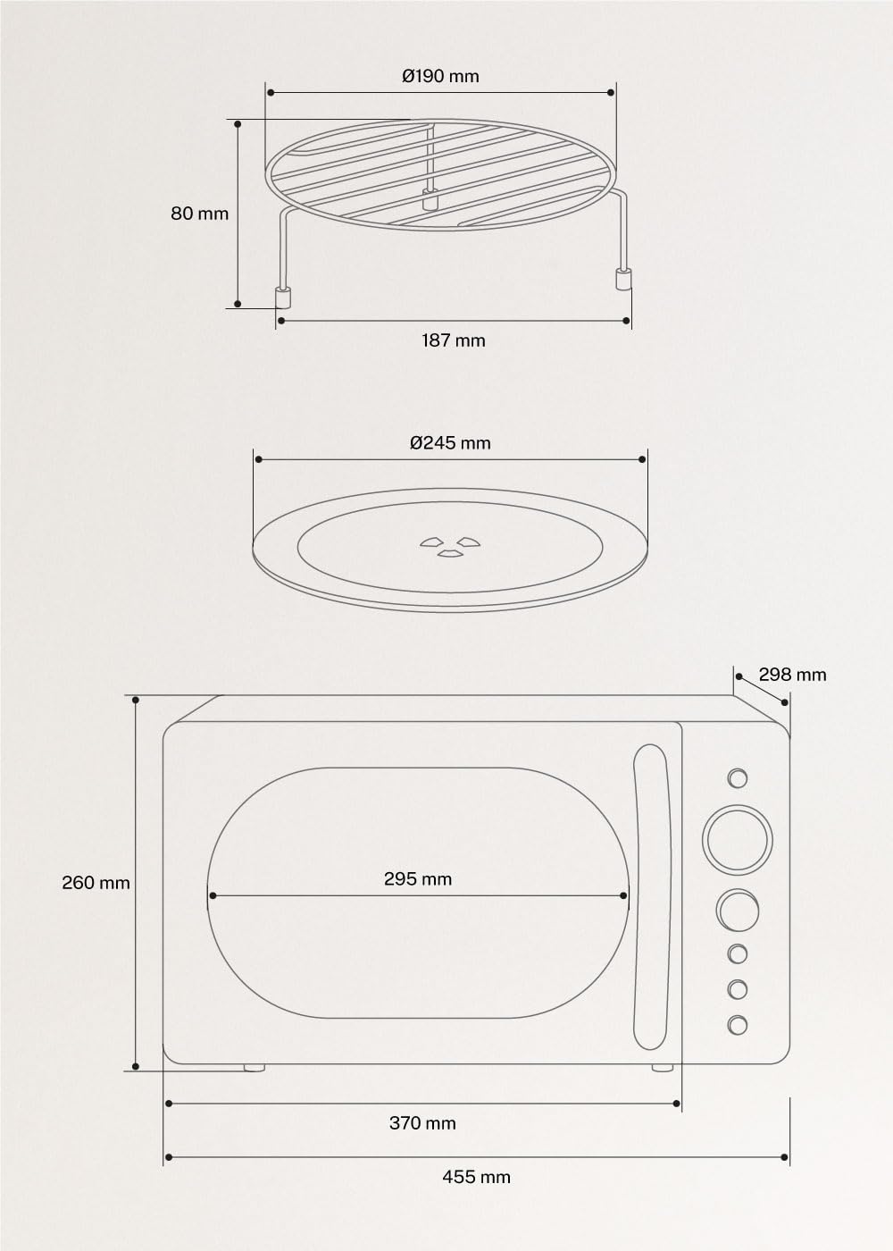 CREATE/MICROWAVE RETRO/Micro-ondes grill numérique vert sauge/Style rétro, capacité 20L, plateau Ø245 mm, 3 programmes, 9 menus préinstallés, cuisson en plusieurs étapes, écran LCD, 900W