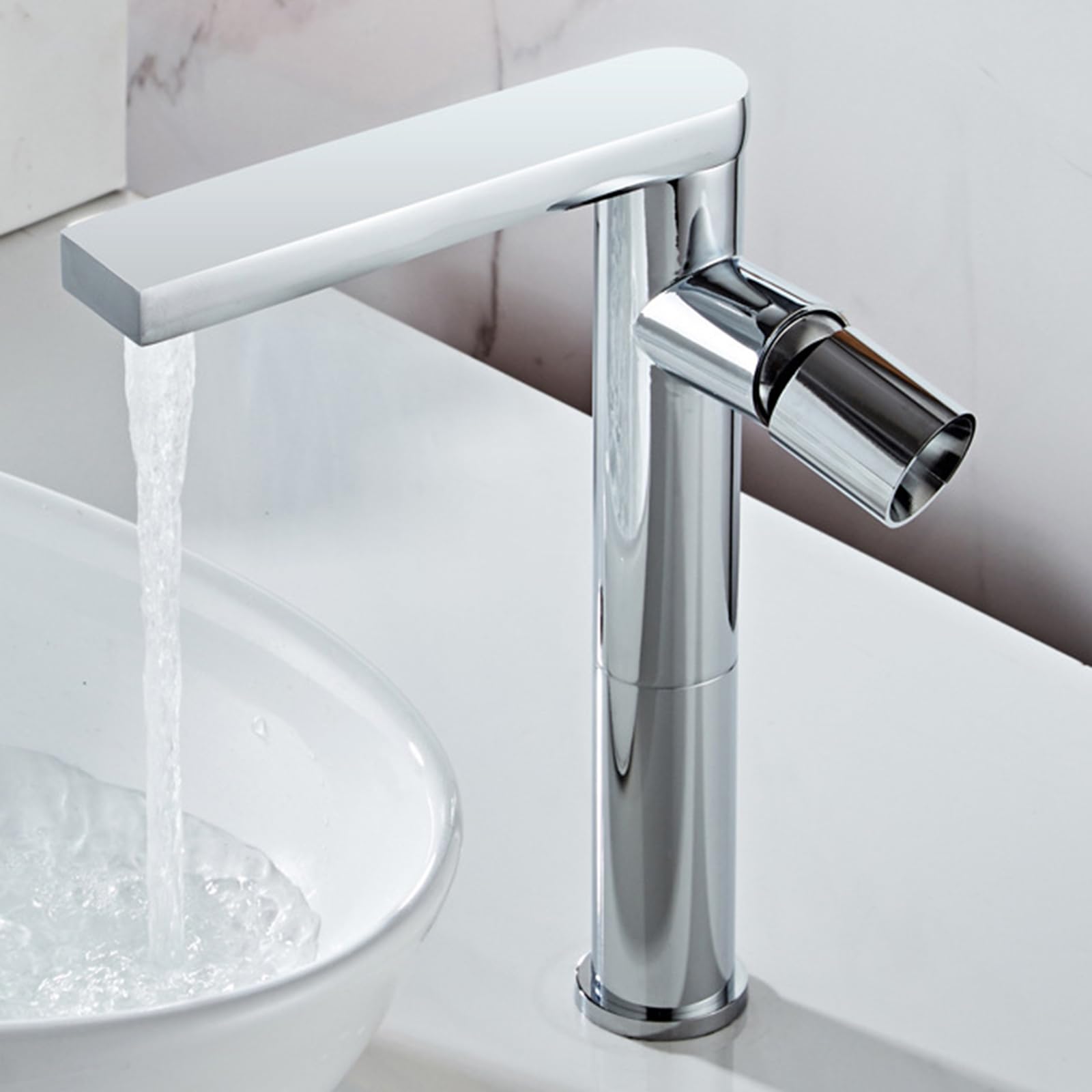 Wasserhahn Bad Waschtischarmatur Mischbatterie Waschbecken Talls 1-Loch Warm und Kaltwasser-Aufsatzarmatur für Badezimmer Waschbecken Chrom Badarmatur Waschbeckenarmatur