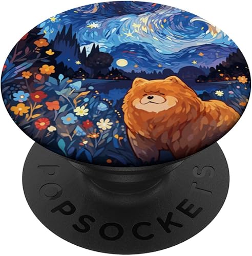 Chow Chow Starry Night For Dog Mom Dog Dad PopSockets Swappable PopGrip