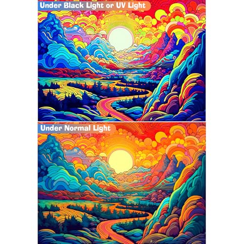 Apdidl Blacklight Posters Sun Mountain Tapestry For Bedroom Aesthetic thumb #5