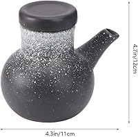 Vista 4 de Hemoton Dispensador de salsa de soja de cerámica de 10.1 fl oz, estilo tradicional japonés, Shoyu, botella de almacenamiento, olla de condimento