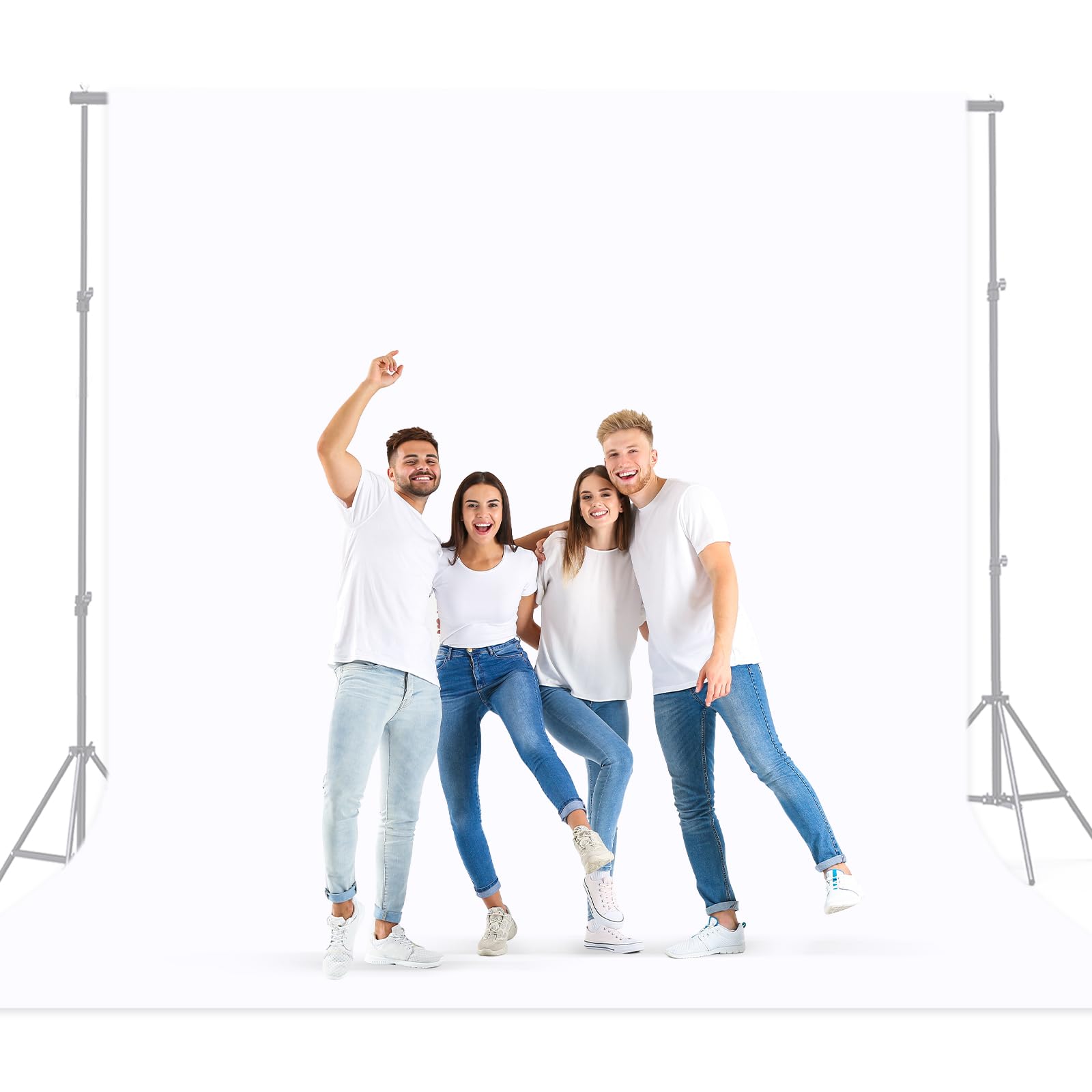 BEIYANG White 10 x 20 Ft Large Screen Backdrop for Photography, Pure White Non-Reflective Fabric Wrinkle Free Photo Background for Zoom Meeting, Game