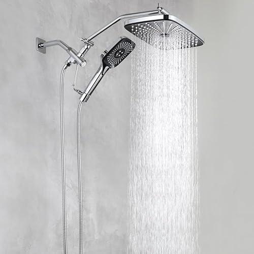 Miniatura 9 de POP SANITARYWARE Cabezal de ducha con cromo de mano, cabezal de ducha de alta presión de 12 pulgadas con varita de lavado eléctrico incorporada,