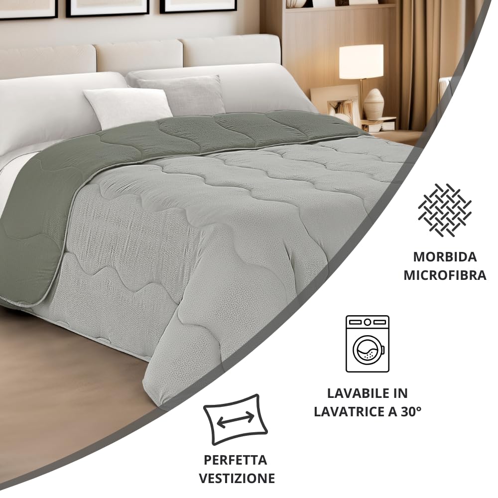 MAXIME MAISON - Piumone Matrimoniale Invernale 260x260cm, Trapunta Invernale Matrimoniale (300gr/mq) Coperta Calda in Microfibra, Copriletto per Stagioni Fredde, Design Double Face, Made in Italy