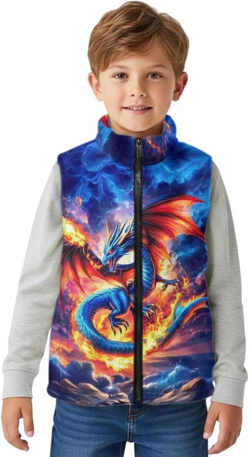 Vest for Boys Winter Fleece Vest Stand Collar Zip Up Vests