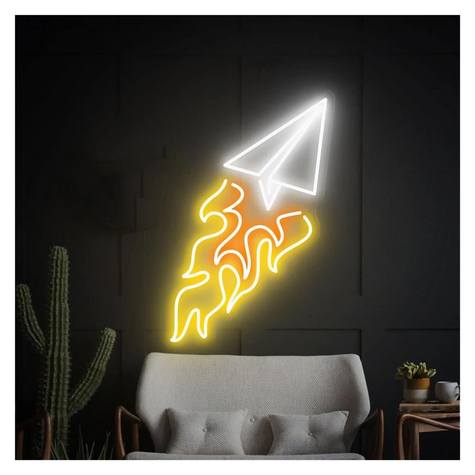 Lemst C Signs Lamp Airplane Neon Sign For Game Room Kids Bedroom Wedding Wall Hanging Decor Dimmable Usb Powered Night Light 38Cmx20cm(C)
