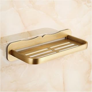 Bathroom Shelf Bathroom Shelf,Aluminum Bathroom Shelf Home Retro Bathroom Shower Storage Rack Wall-Mounted Rack Golden for Toilet Room and Kitchen Floating Shelves
