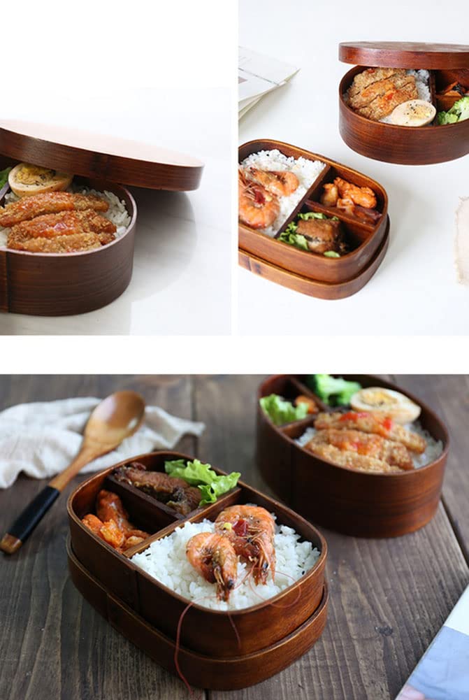 Boîte à bento traditionnelle de style japonais en bois naturel, boîte à déjeuner, boîte à fruits, sandwich, boîte à sushi pour voyage, école, camping A01