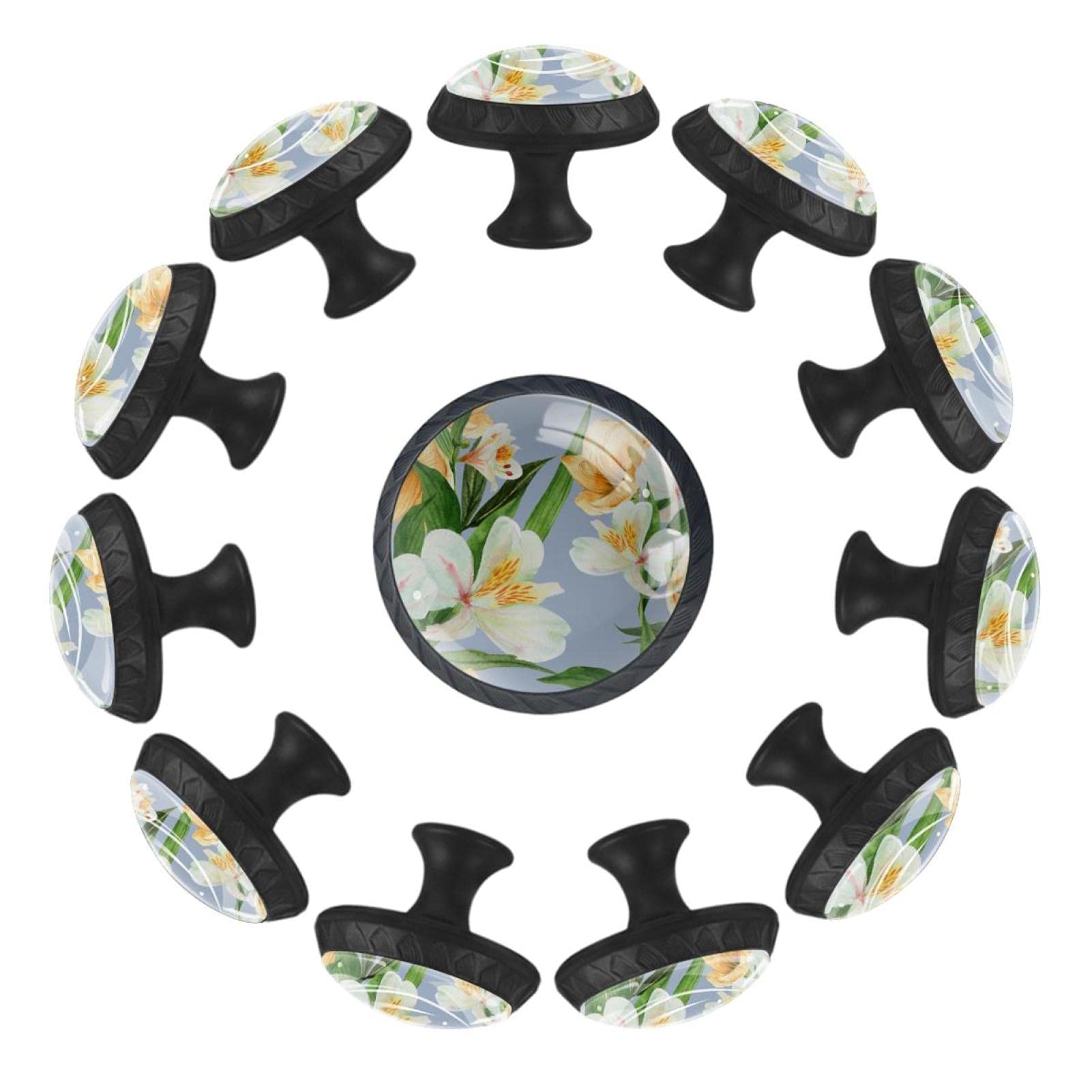 Boutons de tiroir pour remplacer poignées cassées - Lot de 12 Aquarelle Lily 35 mm
