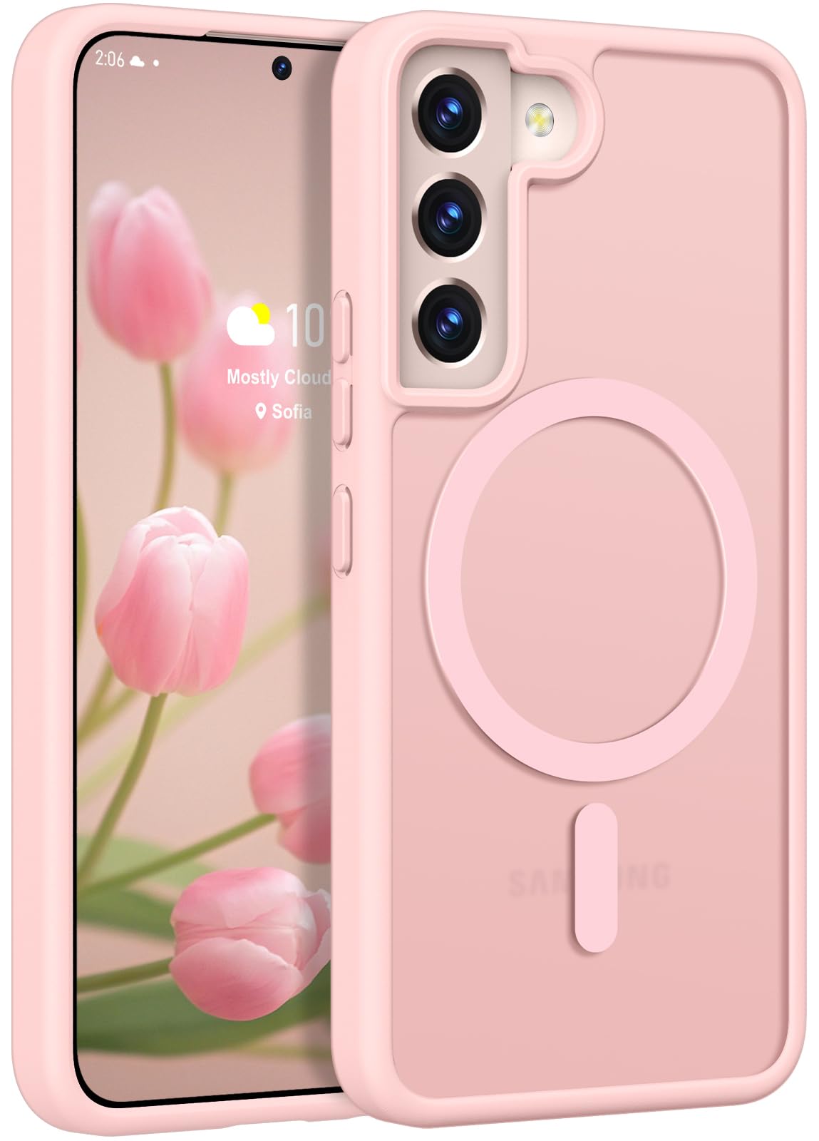 Rayboen for Samsung Galaxy S22 Case Magnetic, [Compatible with Magsafe] Protective Skin Feel Matte Phone Cover for Samsung S22 with Semi-Clear Hard