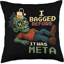 I Bagged Before It was Meta | Pixel Zombie Gamer NPC Teabag Throw Pillow