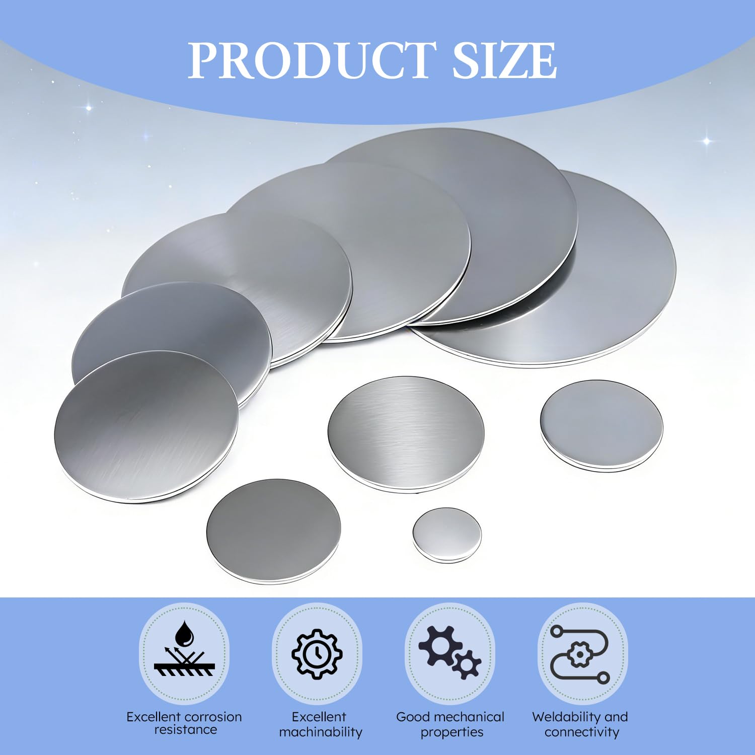 6061 Aluminum Discs - 4 Pack, 6 Inch Round -3