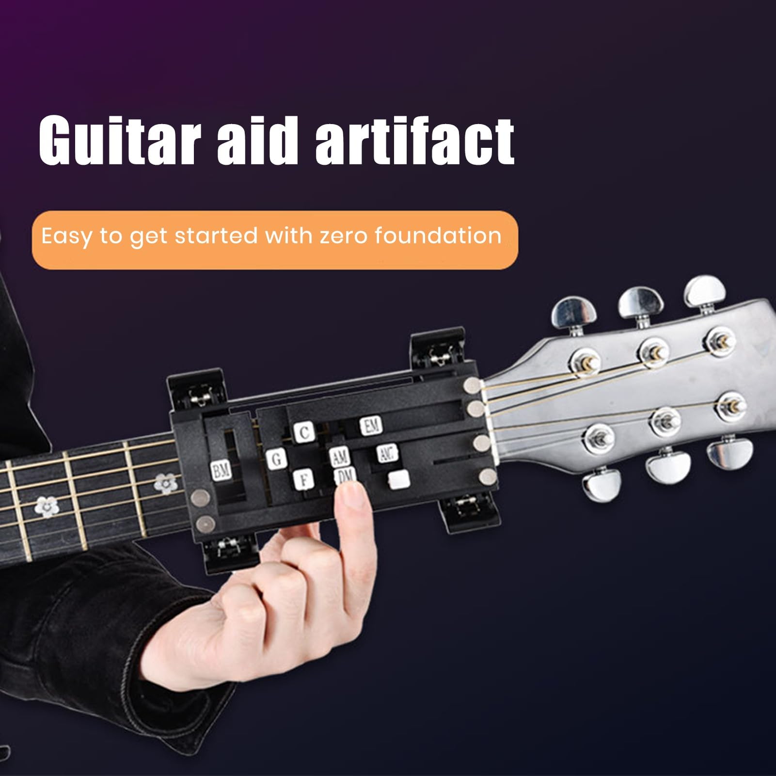 Entraîneur d'accords d'aide à la Guitare, presseur de Outil d'apprentissage Assistant système d'apprentissage, d'enseignement Pratique pour Les Amateurs Guitare Noir