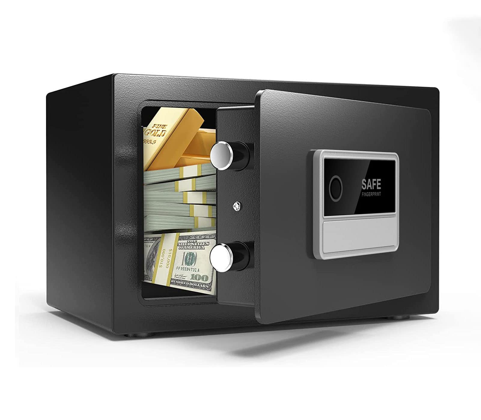 AUTIGERSAFE Fingerprint Mini Security Safe Box,Automatic Door for Home Office Hotel Business 0.44 Cubic Feet safe for Cash,Tablet,Credit Card,Passport,Jewelry(Black)