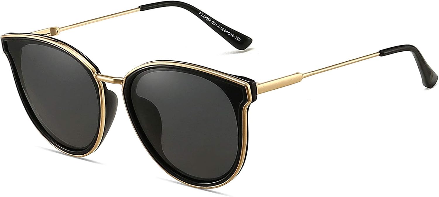 ANRRI Retro Round Polarized Sunglasses for Women men Metal Sun Glasses