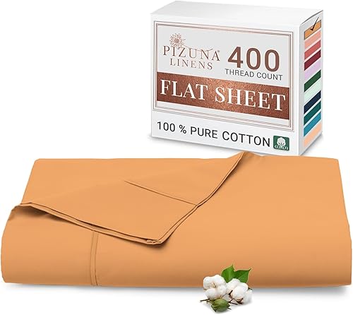 Pizuna - Sábana bajera de algodón suave, 400 hilos, 1 unidad