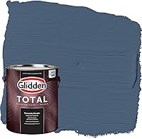 Glidden Total Exterior Paint & Primer All-in-One Blue Fjord Satin 1 Gallon - Durable Low VOC Coverage for Homes
