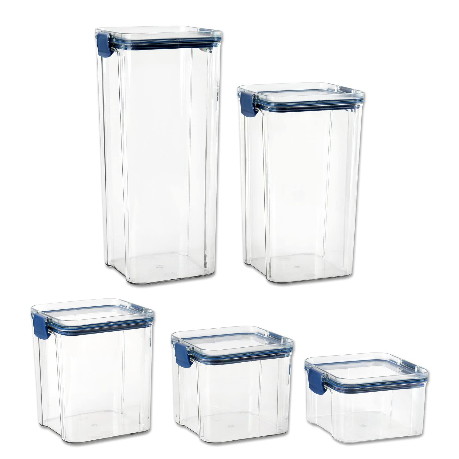 Schramm® 5 Boîtes à Provisions Sans BPA Set 5 Tailles En 3 Couleurs Au Choix Boîtes à épices En Plastique étanches à L'air, Couleur:noir