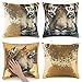 Funda de cojín Reversible con Lentejuelas y Purpurina Cara de Tigre Cuadrado Especial 40 x 40 cm Funda de cojín Decorativa Que Cambia de Color (Dorado)