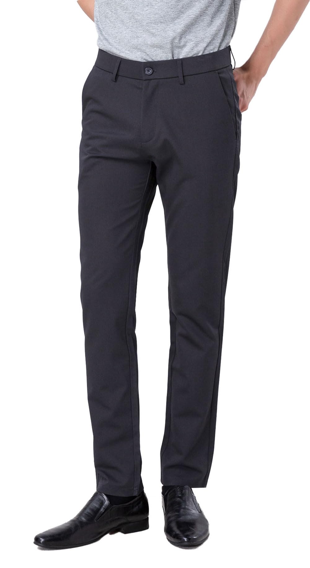 Plaid&Plain Men’s Slim Fit Dress Pants Stretch Dress Pants