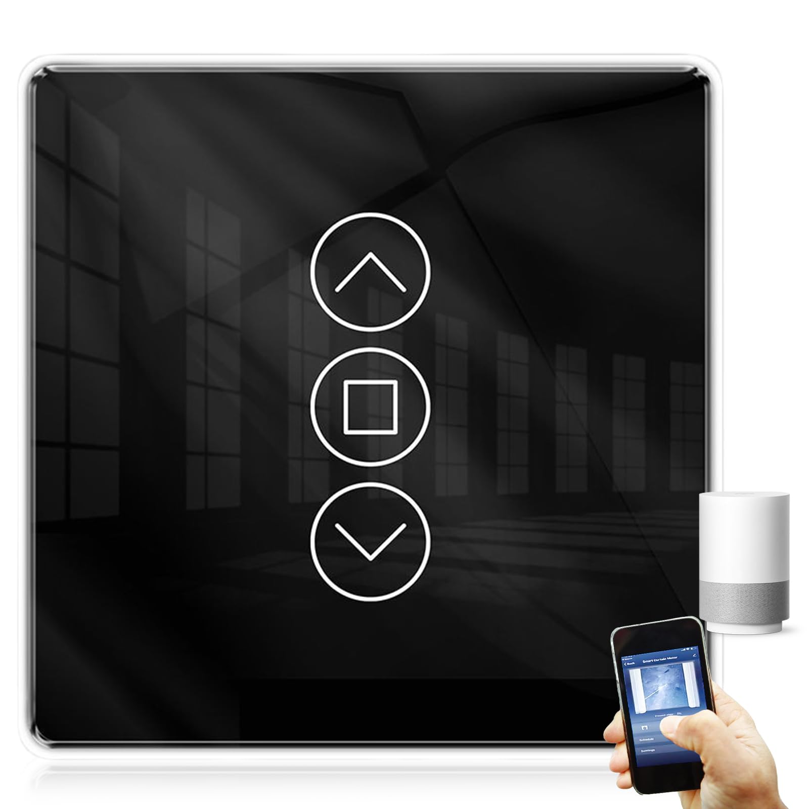 Interruptor de persiana inalámbrica, interruptor de persiana inteligente, interruptor de persiana 2,5D, Smart Wlan compatible con Alexa, Yandex y Google Home, temporizador y control por voz, requiere