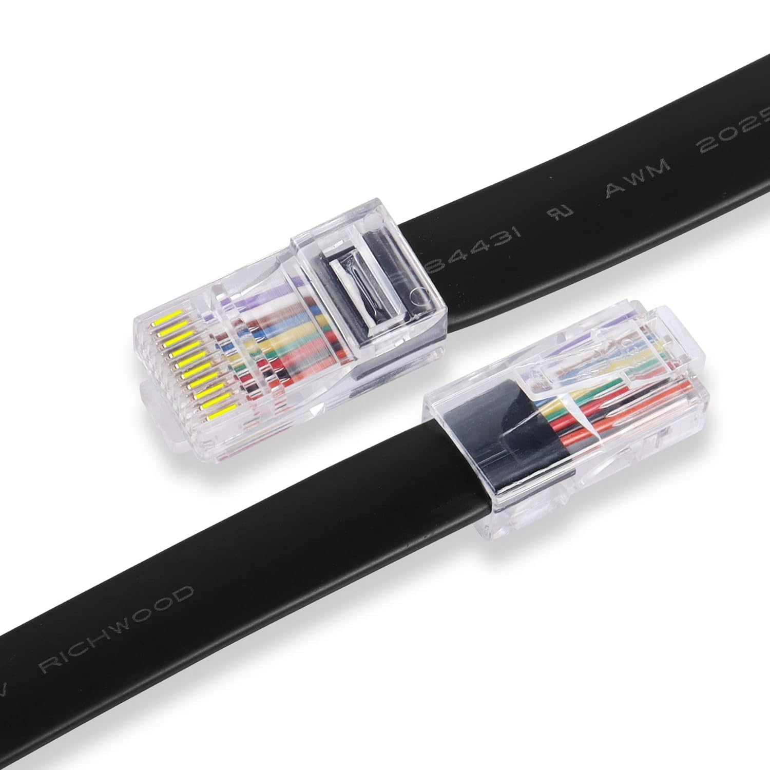 RJ50 10P10C Data Cable, RJ48 10Pin Male to Male Straight Wired Data Cord for Industrial Control Equipment, Scanners, Laser Equipment,etc, 28AWG, Black, 1METER-image-44