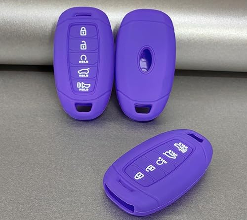 Miniatura 4 de Funda de goma de silicona para llavero compatible con Hyundai Palisade 2020-2023 Elantra 2020 2021 2022 (5 botones de arranque sin llave)