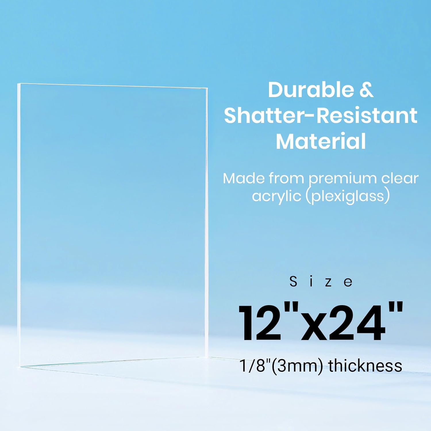CALPALMY (2-Pack) 12x24 Inch Clear Acrylic Sheet - 1/8 Inch Thick Acrylic Plexiglass Panel for Laser Cutting, DIY Crafts, Signage, and Engraving Projects