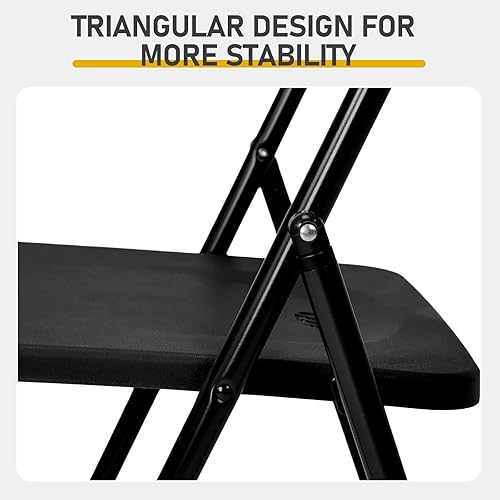 Miniatura 5 de 10pcs Ergonomic Black Plastic Folding Chairs with Iron Frame  Sturdy Stackable Folding Chairs for Indoor and Outdoor Use, Perfect for Family