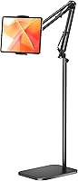 TabHolderix Tablet Floor Stand: 4.5LB Heavy Base, Height Adjustable 27.5-59", 360° Rotation for iPad, iPhone, Bed, Desk - Universal Holder