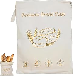 Wide Zipper Access Cotton & Beeswax Bread Bags for Sourdo…
