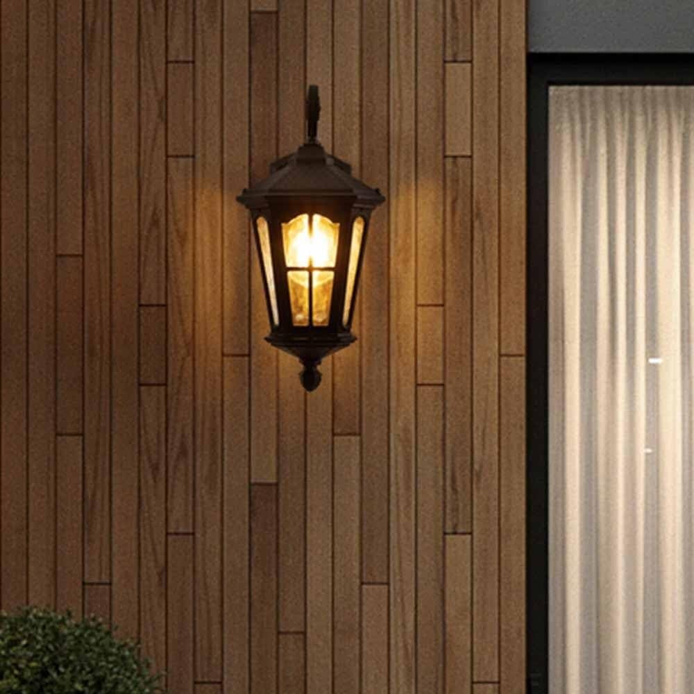 Lampa Ogrodowa,Lampy Czarna Zewnętrzna Lampa Ścienna Z Wodoodpornym Szklanym Kloszem Zewnętrznym, Aluminiowa Lampa Ścienna Na Patio Do Ogrodu Oprawa Ogrodowa(1-Pack)