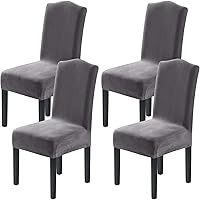 Vista 37 de H.VERSAILTEX Juego de 4 fundas elásticas para sillas de comedor, fundas protectoras para sillas Parson, tela de terciopelo sólido suave y gruesa