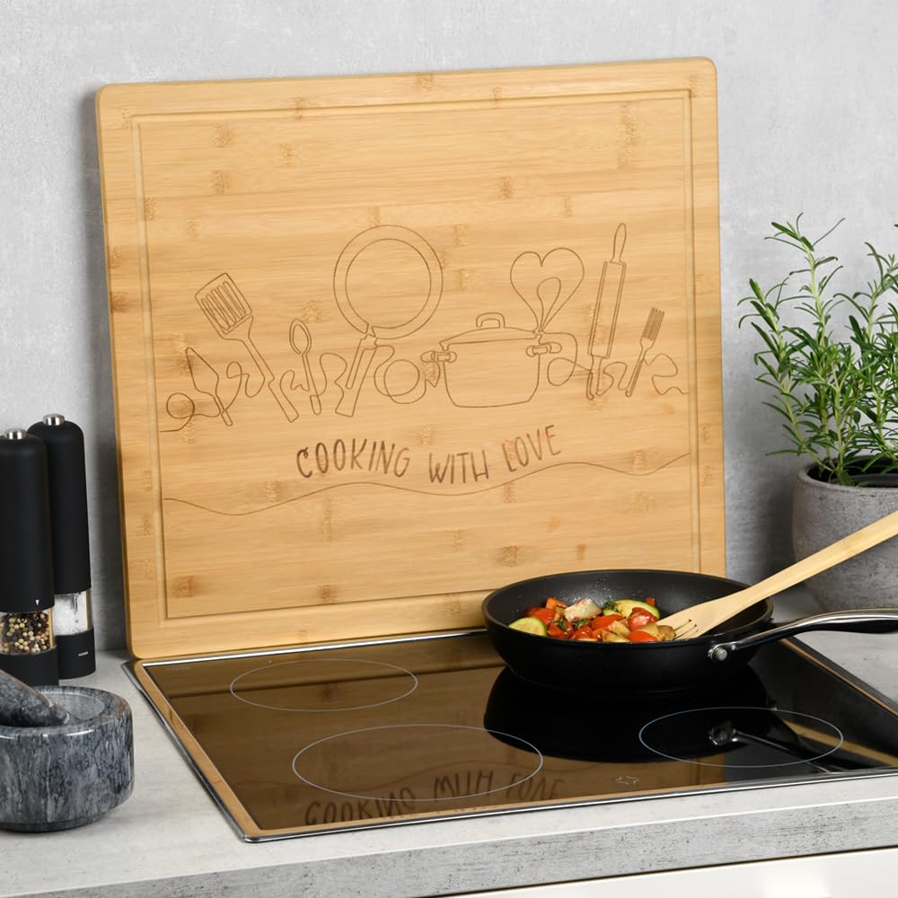 KESPER 58598 13 - Piastra a buffet, in bambù, dimensioni: 56 x 50 x 4 cm, spessore legno: 1,6 cm, colore: Marrone