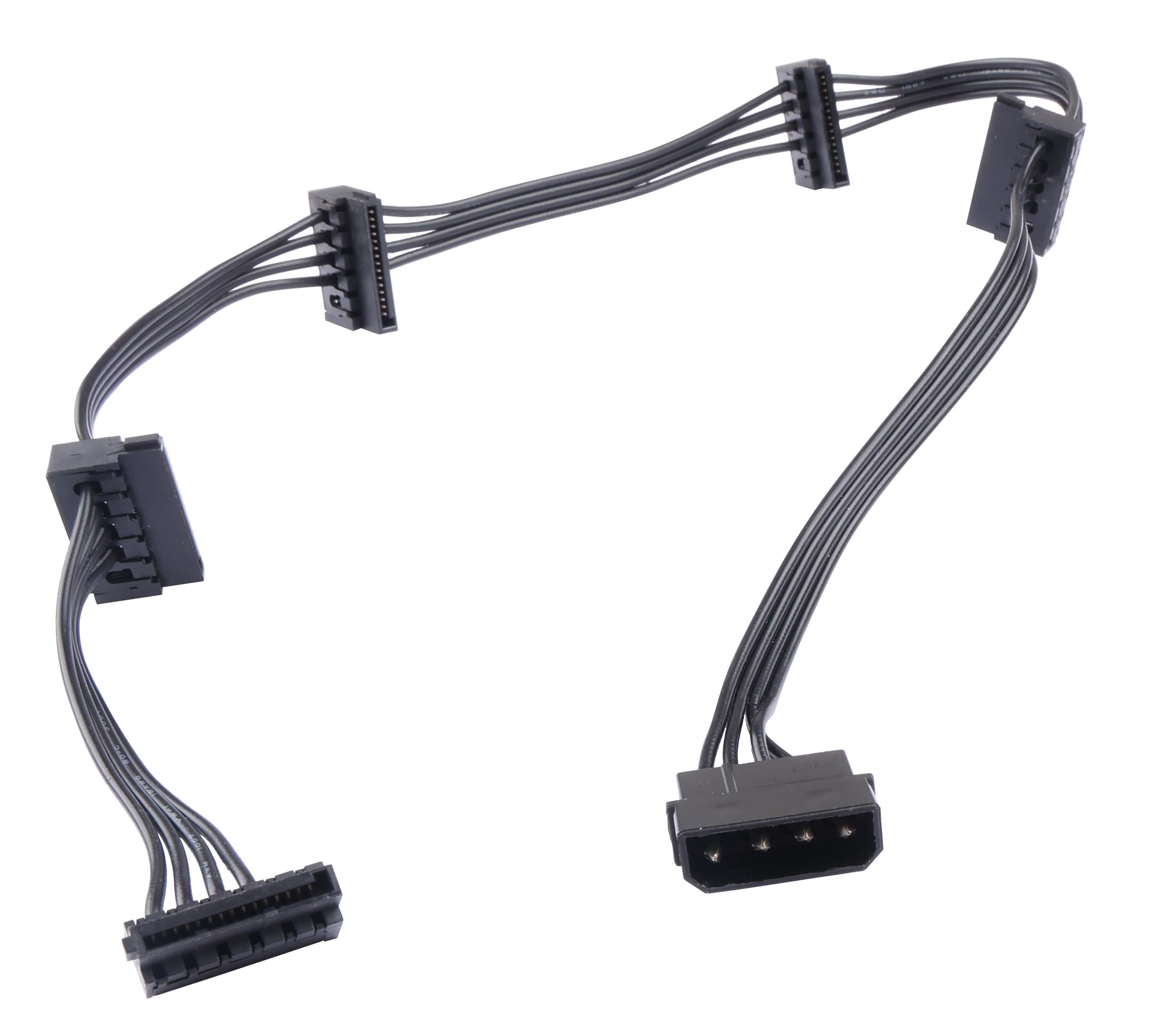 ELFJMZP IDE Molex 4 PIN Female to 5 x SATA 15 PIN Female Expansion Power Cable 23.6in 18AWG Tinned Copper - for PC/NAS/Server Mechanical Hard Drives/SSDs