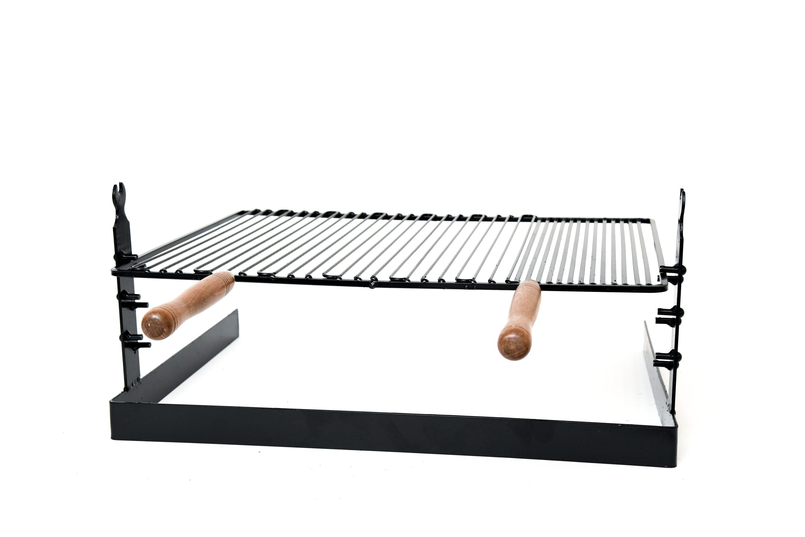 Griglia in ferro battuto con sostegno regolabile per tre altezze 50 × 70 × 32 cm