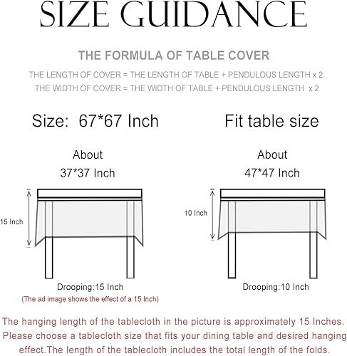 Miniatura 6 de patdrea - Mantel de lino floral, grueso, decorativo y francés para mesas rectangulares o cuadradas, para cocina y comedor, 67 x 67 pulgadas