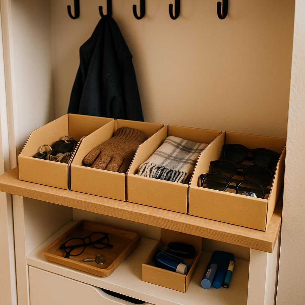 Verdone 10x Lagersichtbox aus Karton 300x100x100 mm– faltbare Karton-Schütten aus Wellpappe – ideal für Haushalt, Küche, Speisekammer, Kinderzimmer (LEGO), Garage & Gartenhaus
